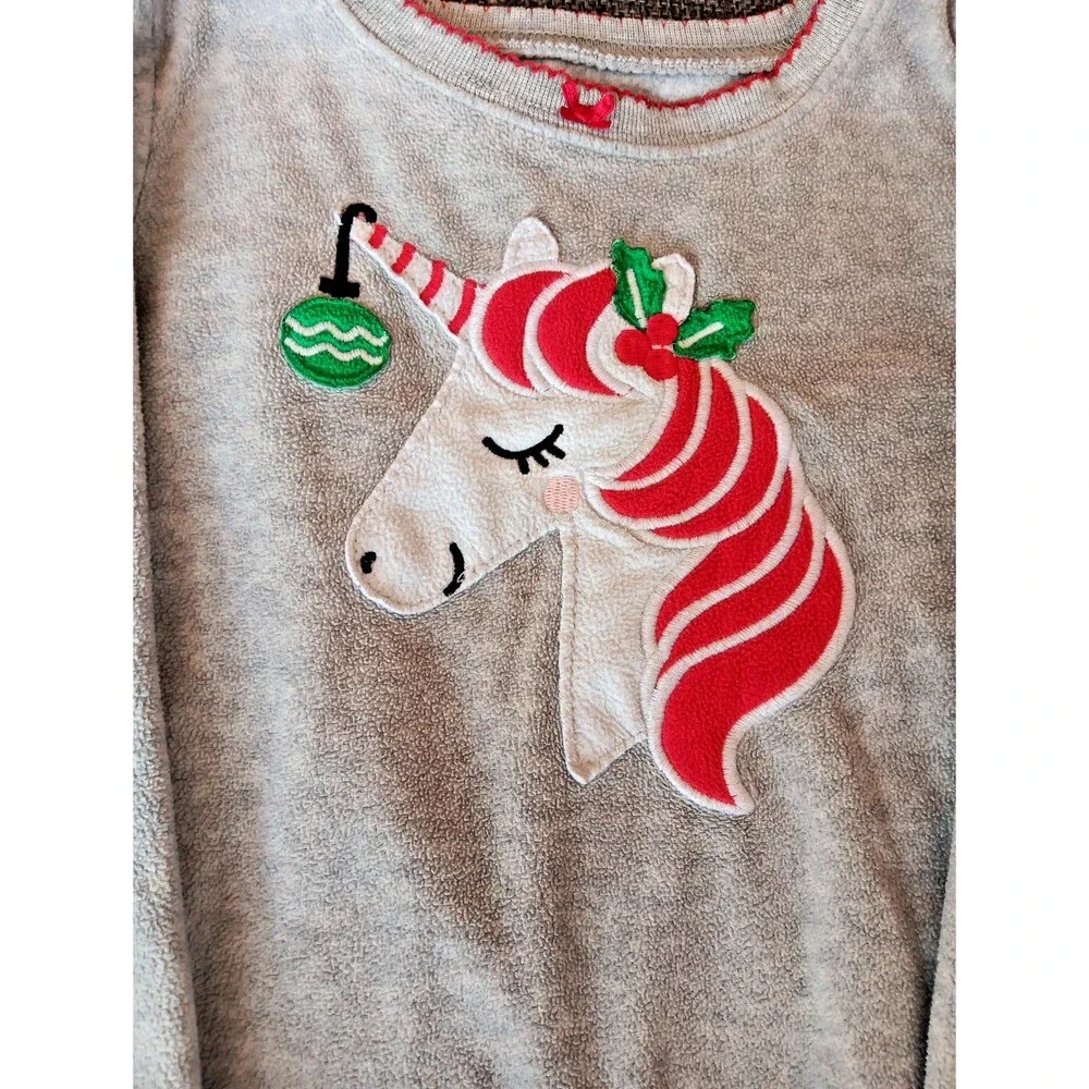 Pajamas 3T Girls Carters Holiday Unicorn Gray Red Pants Long Sleeve Set